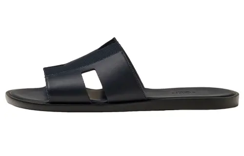 HERMES Izmir Sandal Marine Canvas Calfskin Leather