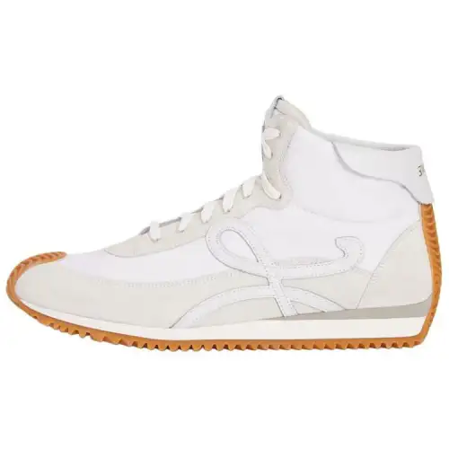 LOEWE Flow Runner Leather High top Casual Shoes Men's White