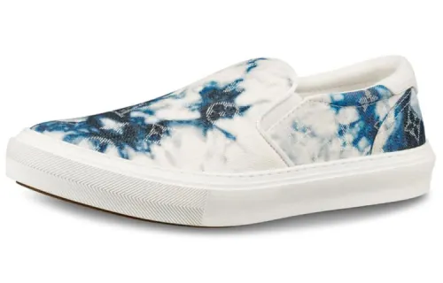 LOUIS VUITTON Monogram Denim Low top Skateboard Shoes Men's White Blue