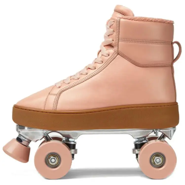 Bottega Veneta Quilt Rollers Leather Pulley Breathable Height Increasing High top Outdoor Shoes Women's Peach Pink