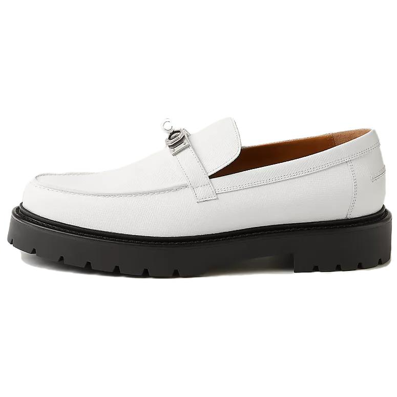 HERMES Icone Leather Loafers Men's White