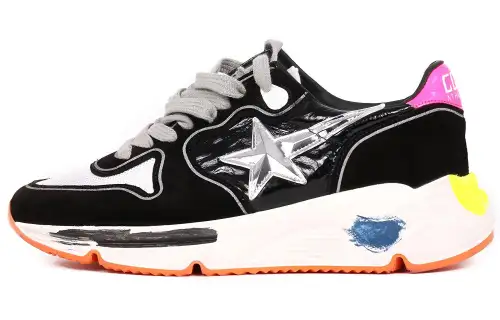Golden Goose Running Sole Leather Low top Sports Casual Shoes Women's Black White Distressed