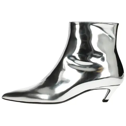 Balenciaga Leather Ankle Boots 4cm Women's Silver