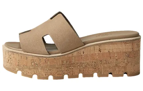HERMES Eze Stylish Sandal 7cm Women's Beige Yellow