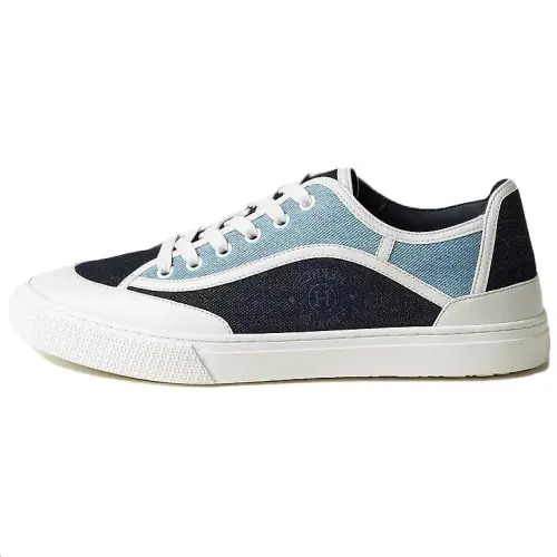 HERMES Get Low top Canvas Shoes Men's Blue