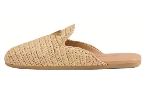 PRADA Rubber Sole Closed Toe Slippers Women's Apricot