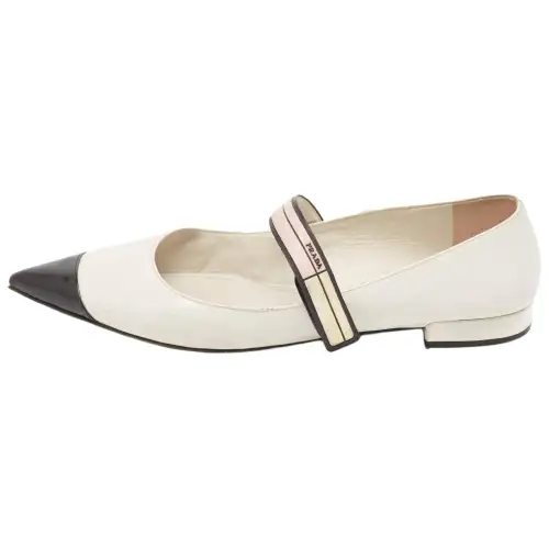 PRADA Cow Leather Casual Shoes Women's Ecru