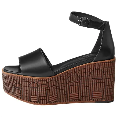 HERMES Illusion 35 One Strap Sandals 3.5cm Women's Black