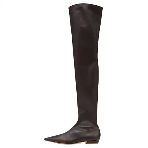 Bottega Veneta Almond Leather Knee high Boots Women's Umber