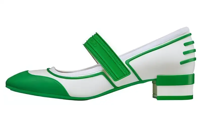 DIOR Fabric Mary Jane Shoes Women's White Green