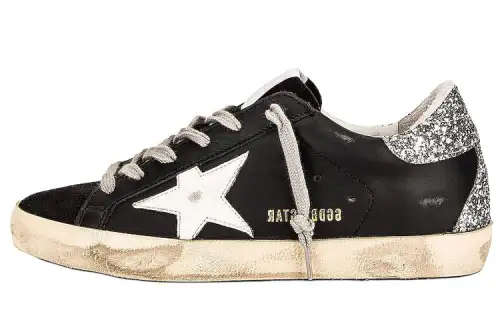 Golden Goose Super Star Low top Skateboard Shoes Women's Black Distressed