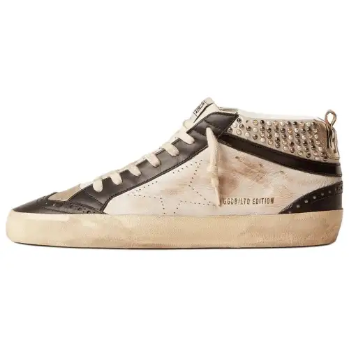 Golden Goose Mid Star Cow Leather Mid top Skateboard Shoes Men's White