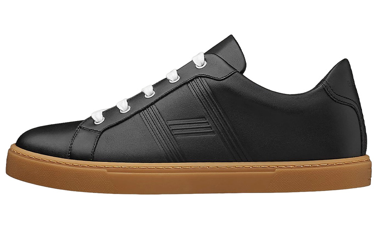 HERMES Avantage Leather Stylish Skateboarding Shoes Men's Black