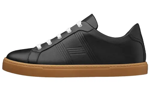 HERMES Avantage Leather Stylish Skateboarding Shoes Men's Black