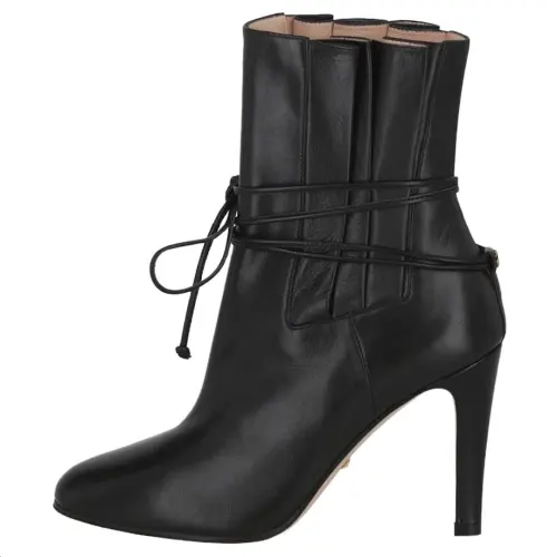 GUCCI Indya Pleated Ankle Boots Nero Women's