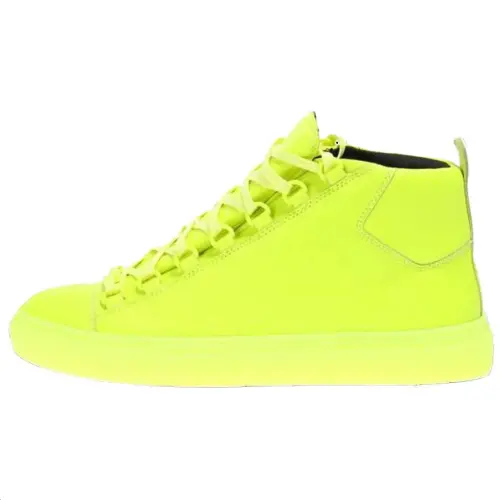 Balenciaga Arena Leather High top Skateboard Shoes Men's Yellow