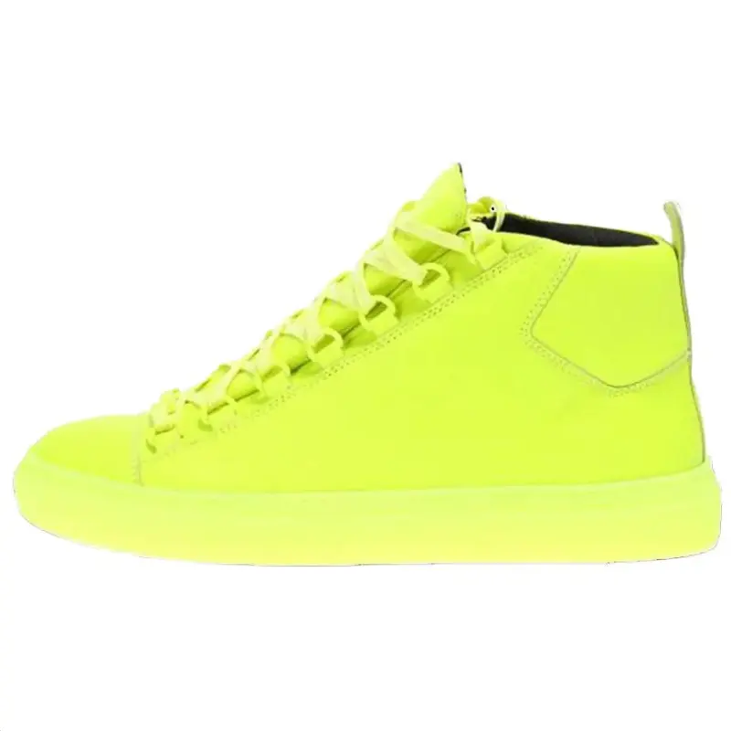 Balenciaga Arena Leather High top Skateboard Shoes Men's Yellow