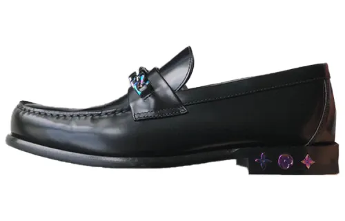 LOUIS VUITTON Loafer Leather Abrasion Resistant Casual Shoes Men's Black