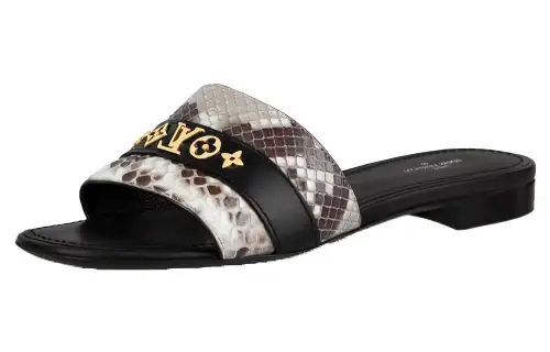 LOUIS VUITTON Revival Slide Slippers Women's Snakeskin Print