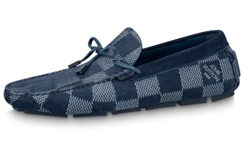 LOUIS VUITTON Driver Moccasin Shoes 'Blue Plaid'