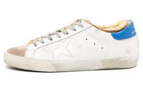Golden Goose Super Star Leather Low top Skateboard Shoes Men's White Distressed