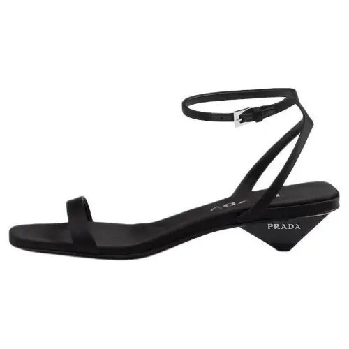 PRADA Leather One Strap Sandals Women's Black