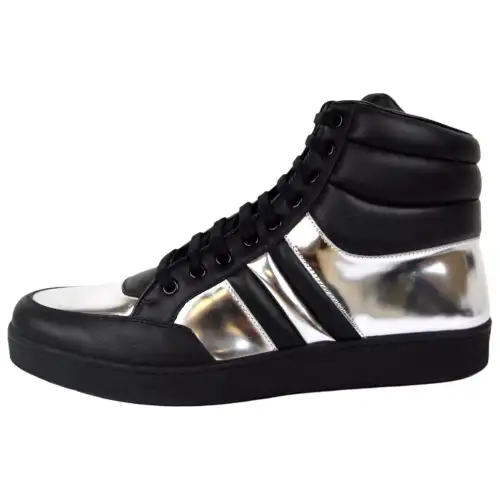 GUCCI Leather High top Skateboard Shoes Men's Black