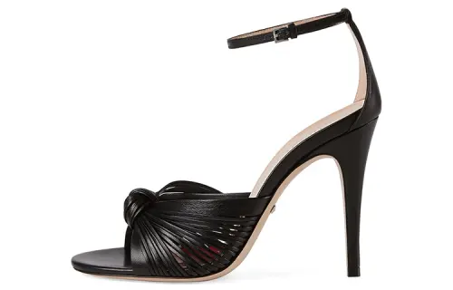 GUCCI Leather One Strap Sandals Women's Black