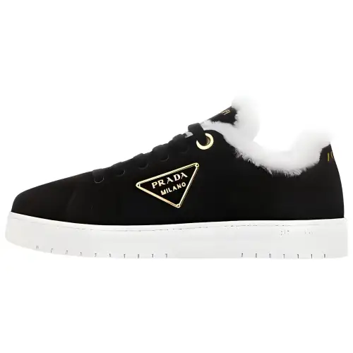 PRADA Leather Lace Up Stylish Skateboarding Shoes Women's Black