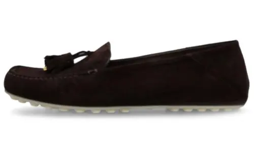 Loro Piana Suede Gommino Loafers Women's Brown Black