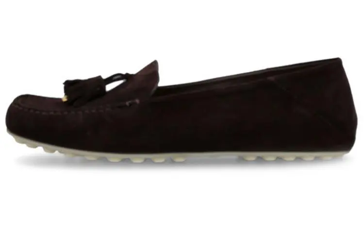 Loro Piana Suede Gommino Loafers Women's Brown Black