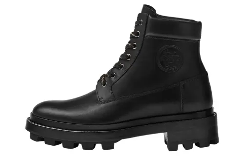 HERMES Fair Leather Ankle Boots Men's Black