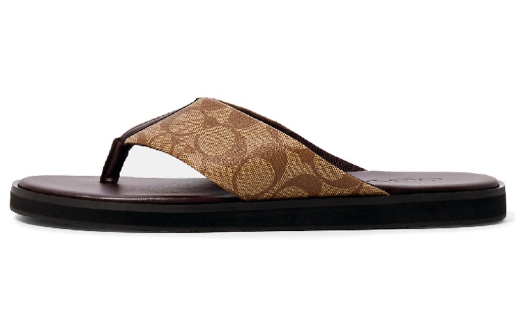 COACH Rubber Sole Quick Dry Flip Flops Men's Brown