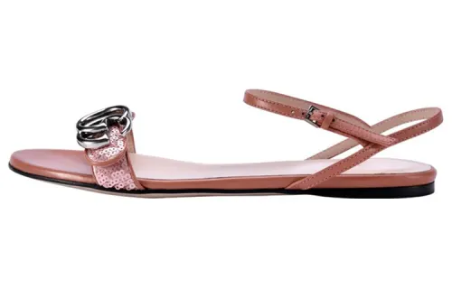 GUCCI Leather One Strap Sandals Women's Red