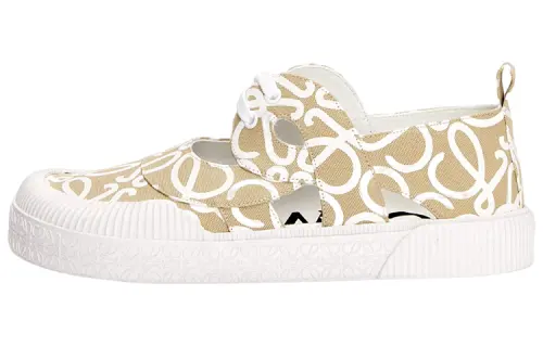 LOEWE Terra Vulca Canvas Low top Stylish Skateboarding Shoes Women's Ecru