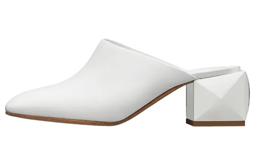 HERMES Closed Toe Slippers Women's White