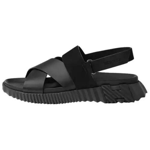 HERMES Electric One Strap Sandals Men's Black