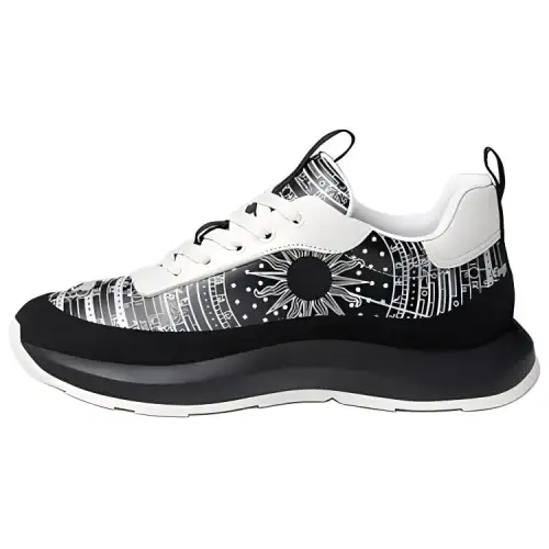 HERMES Gramme Leather Print Low top Casual Shoes Women's Black White