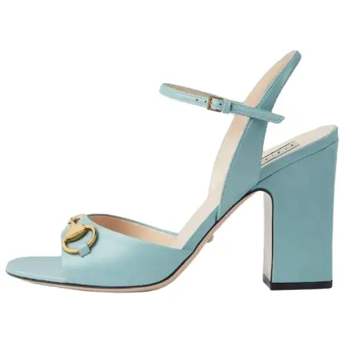 GUCCI Leather One Strap Sandals Women's Light Blue