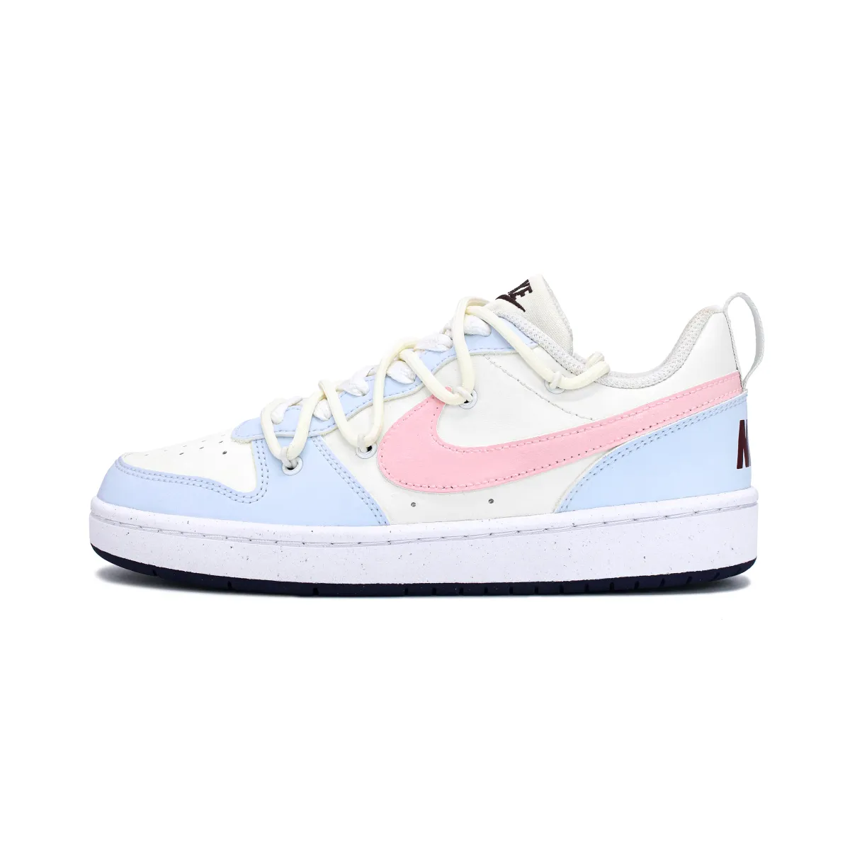 Nike Court Borough Abrasion Resistant Lightweight Breathable Low top Skateboard Shoes GS Beige Pink Blue