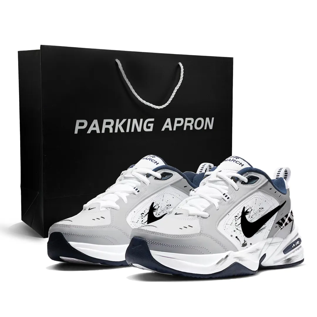 Nike Air Monarch 4 Mesh, Synthetic Leather, Leather Cushioning, Wear Resistant Low top Chunky Sneakers Unisex Gray