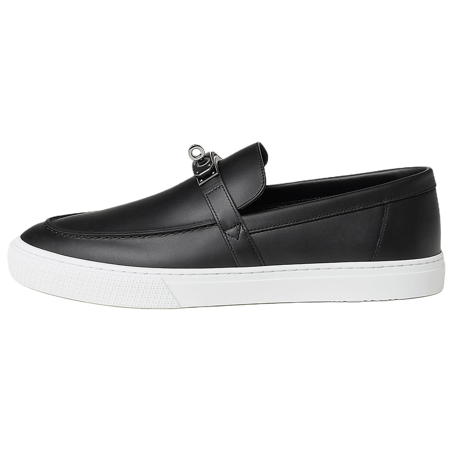 HERMES Game Leather Casual Shoes Men's Black