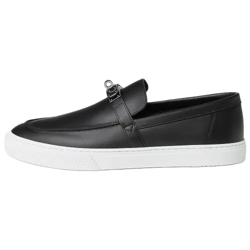 HERMES Game Leather Casual Shoes Men's Black