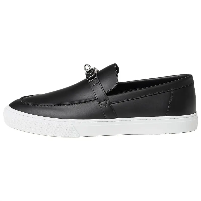 HERMES Game Leather Casual Shoes Men's Black
