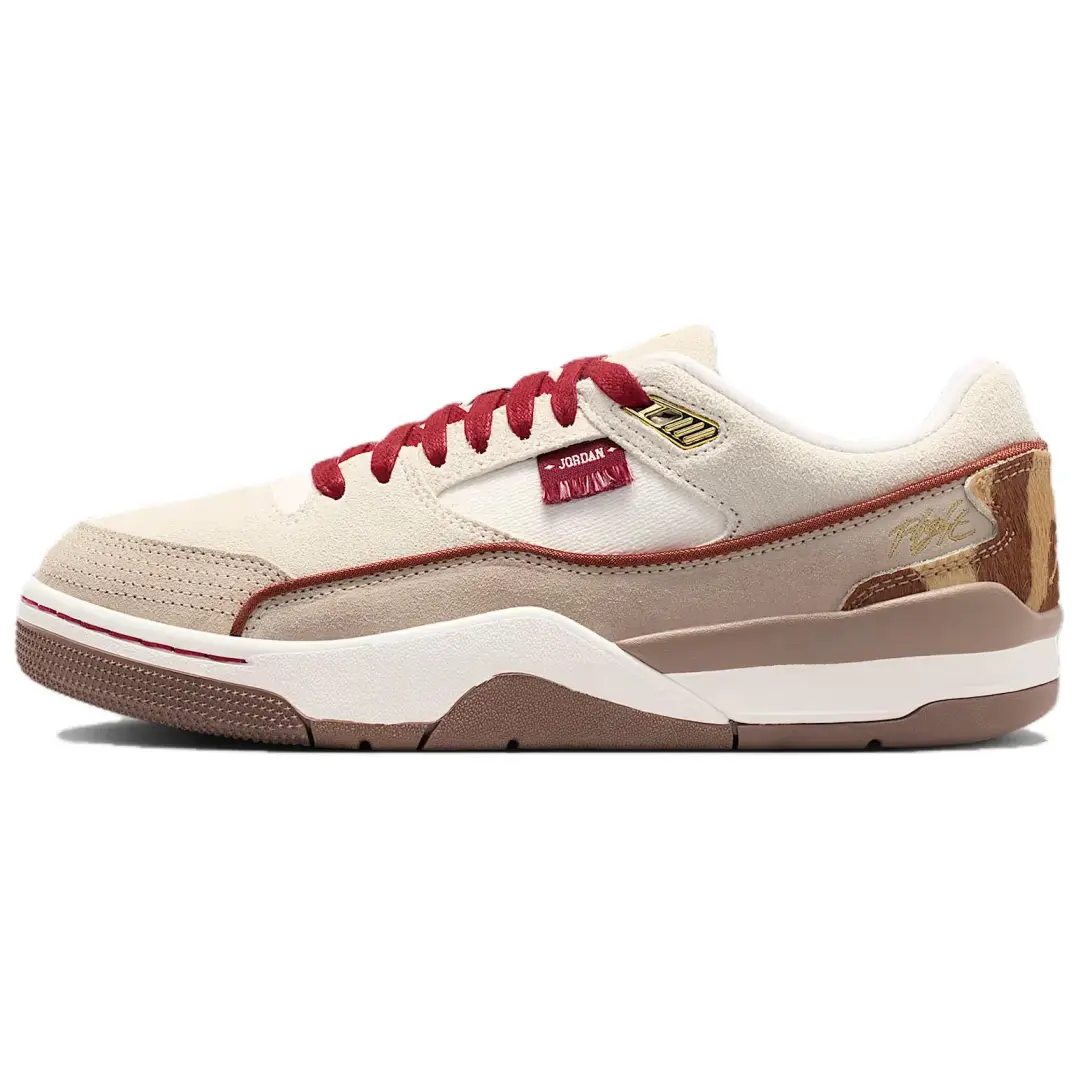 Jordan FLIGHT COURT Low top Vintage Basketball Shoes Women's Beige Red