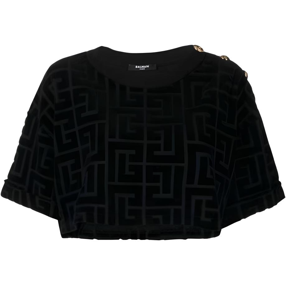 Женская футболка BALMAIN Logo (черная)