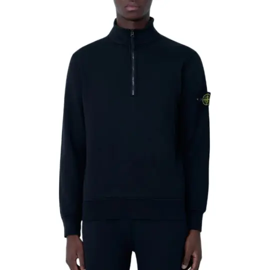 STONE ISLAND Мужская толстовка с длинными рукавами и нашивкой-логотипом на воротнике-стойке