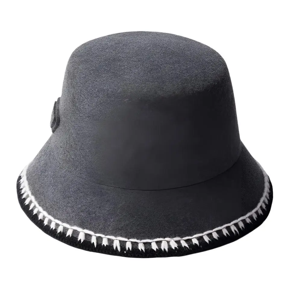 PRADA Cotton Viscose Blend Bucket Hats Women's Gray