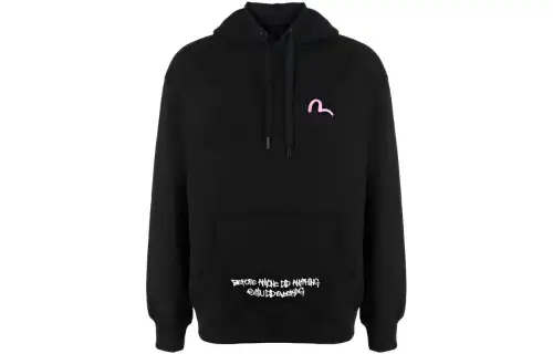 EVISU Sweatshirts Men's Black Hooded Moderate Regular
