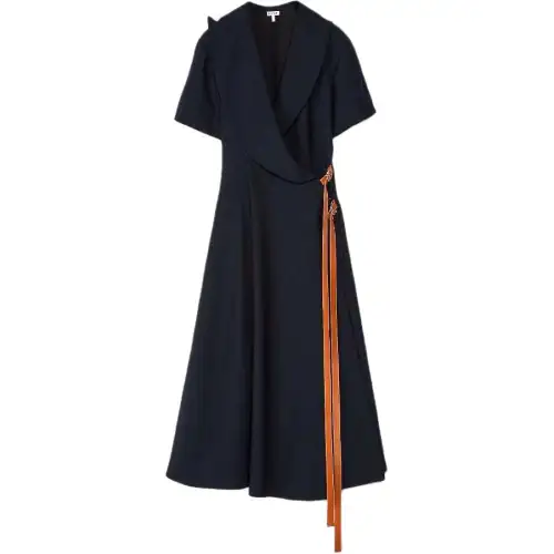 LOEWE SS23 Short Sleeved Dress Women's Dark Blue